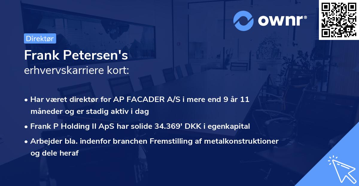 Frank Petersen's erhvervskarriere kort