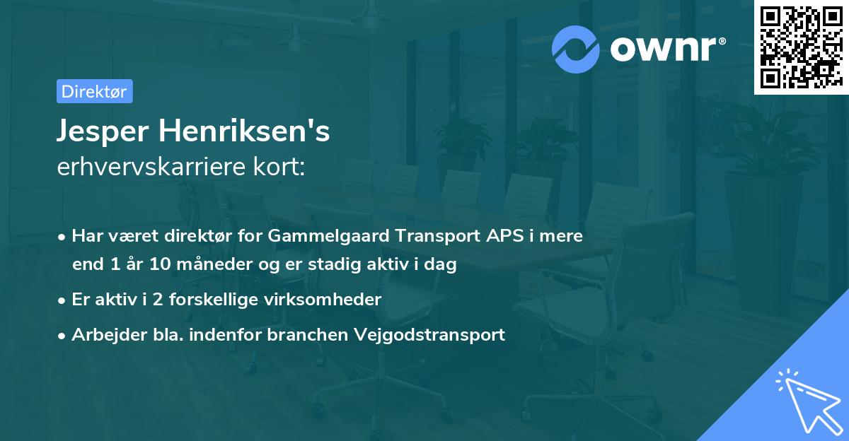 Jesper Henriksen's erhvervskarriere kort