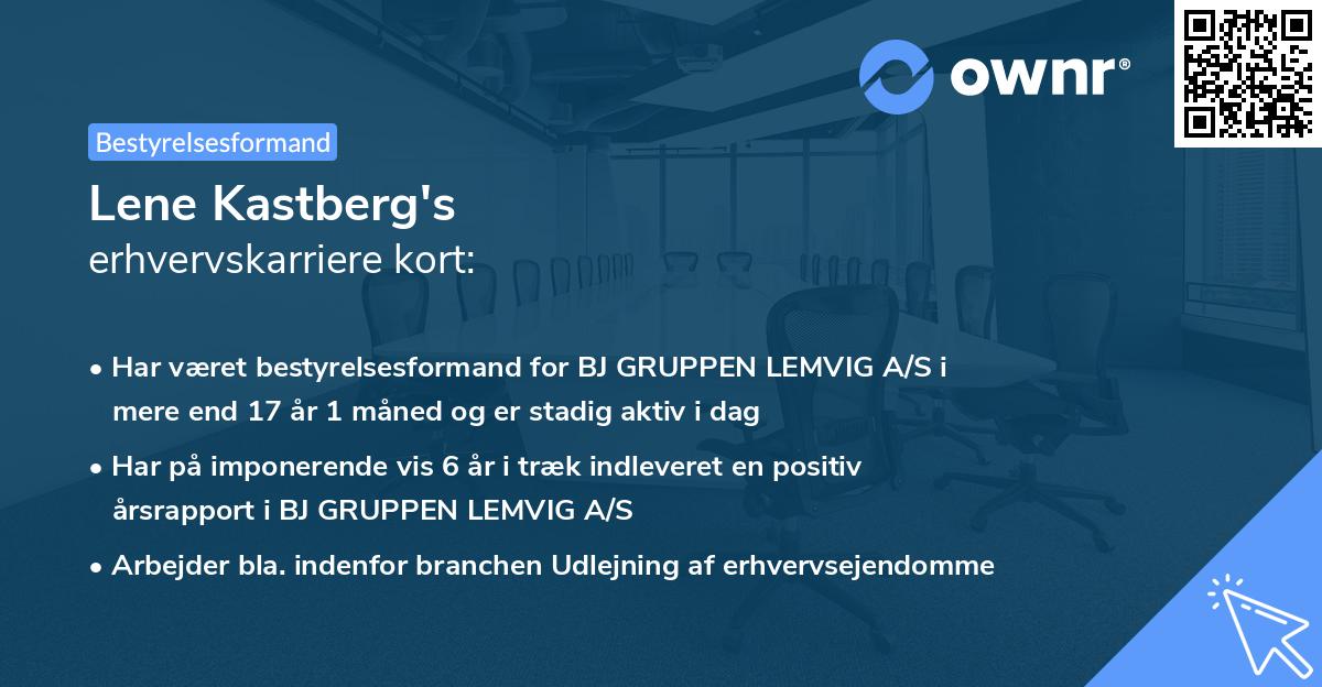 Lene Kastberg's erhvervskarriere kort
