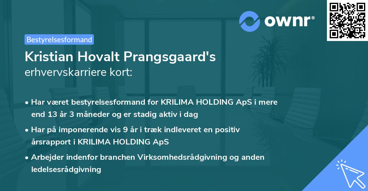 Kristian Hovalt Prangsgaard's erhvervskarriere kort