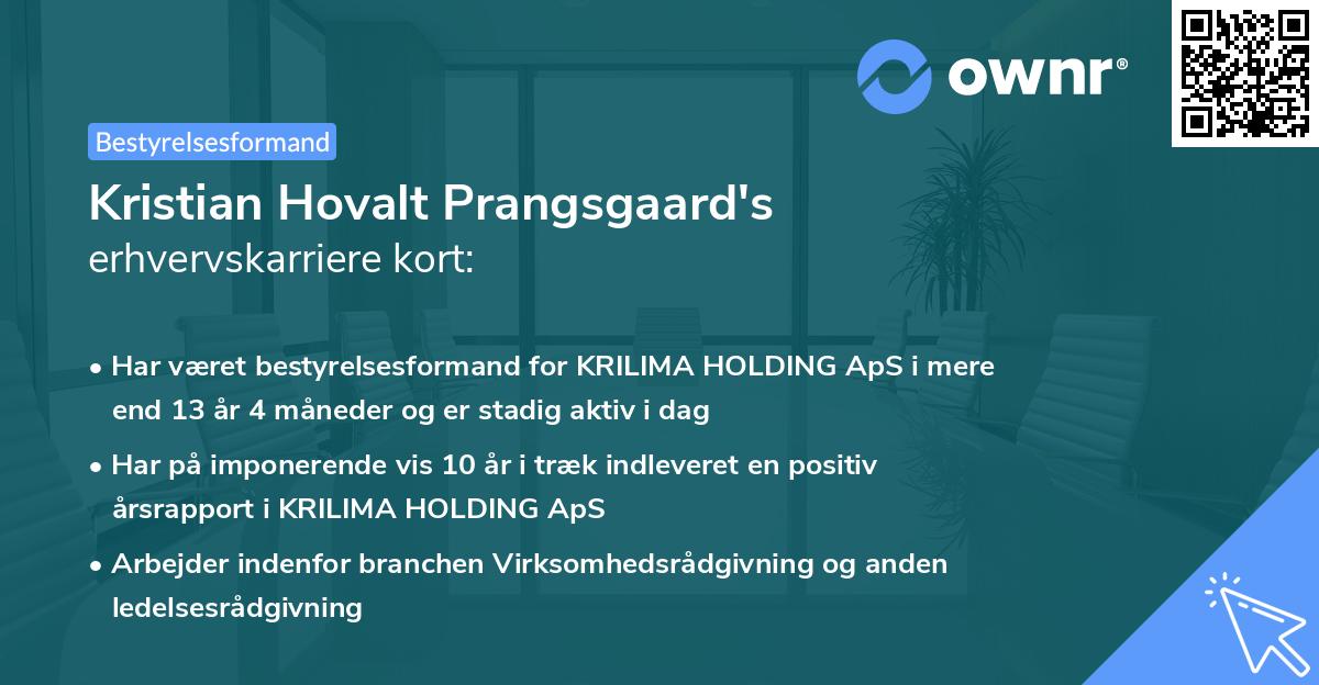 Kristian Hovalt Prangsgaard's erhvervskarriere kort