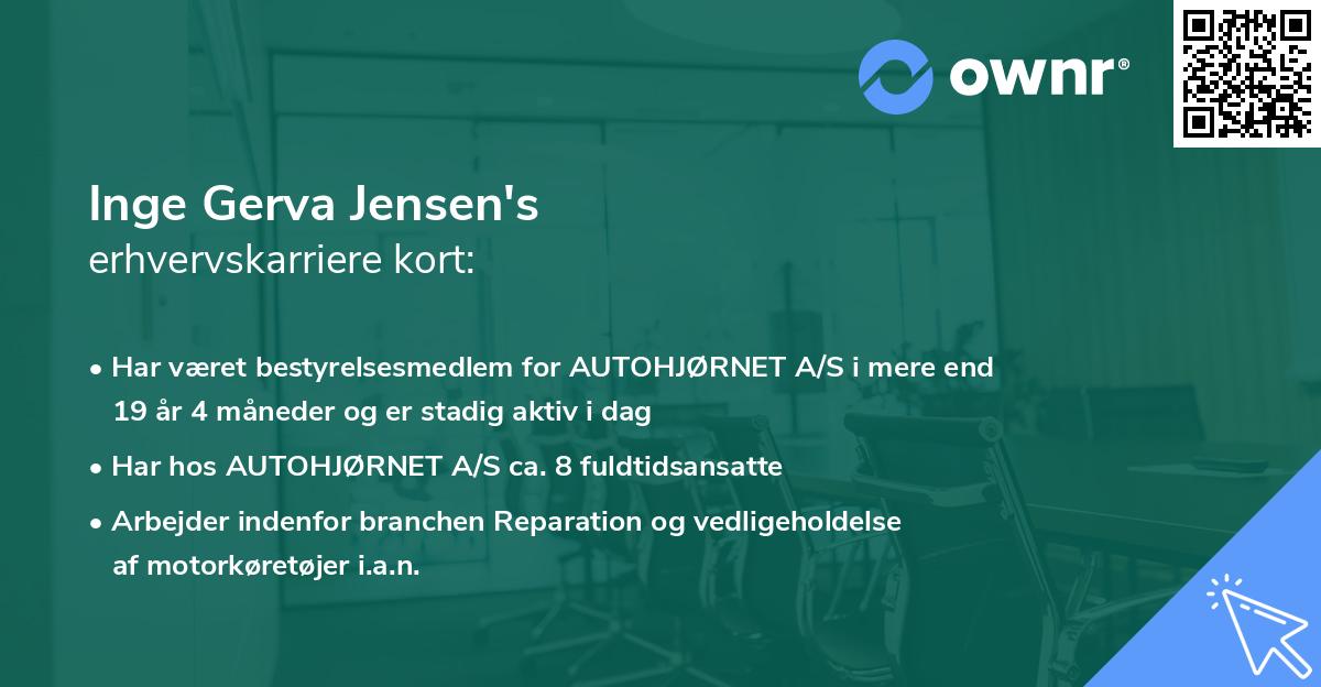Inge Gerva Jensen's erhvervskarriere kort