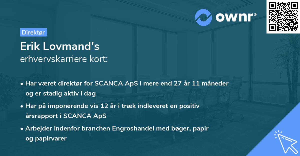 Erik Lovmand's erhvervskarriere kort