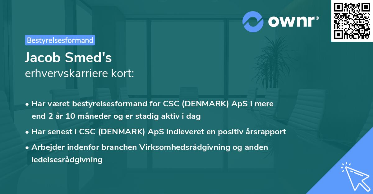 Jacob Smed's erhvervskarriere kort