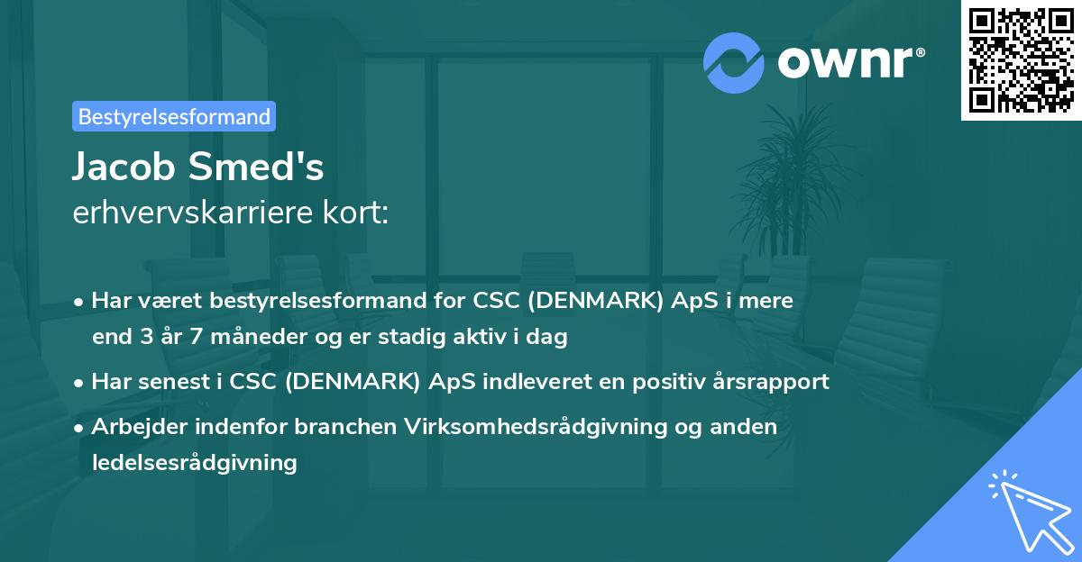 Jacob Smed's erhvervskarriere kort