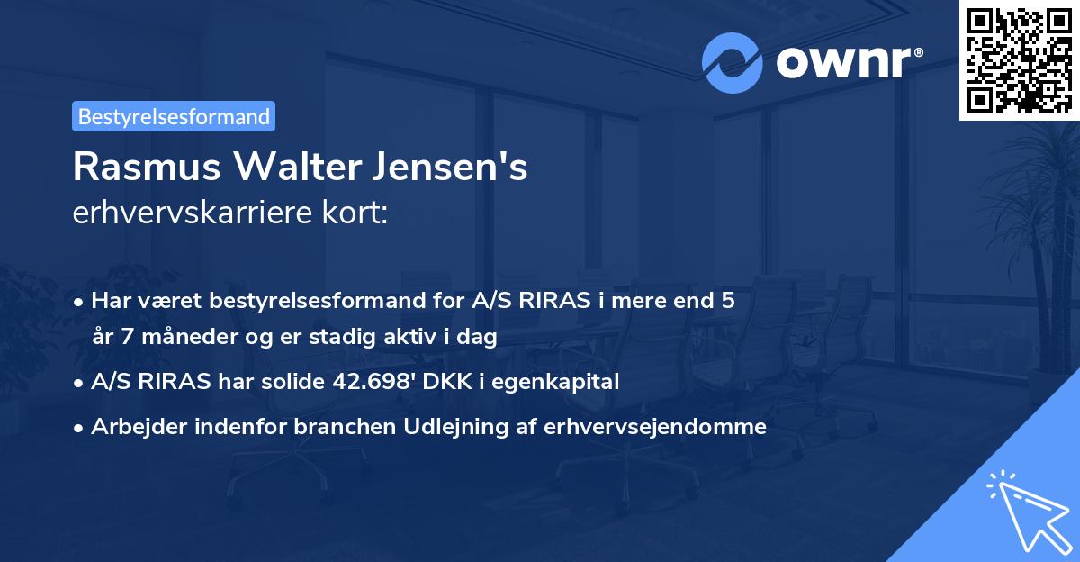 Rasmus Walter Jensen's erhvervskarriere kort