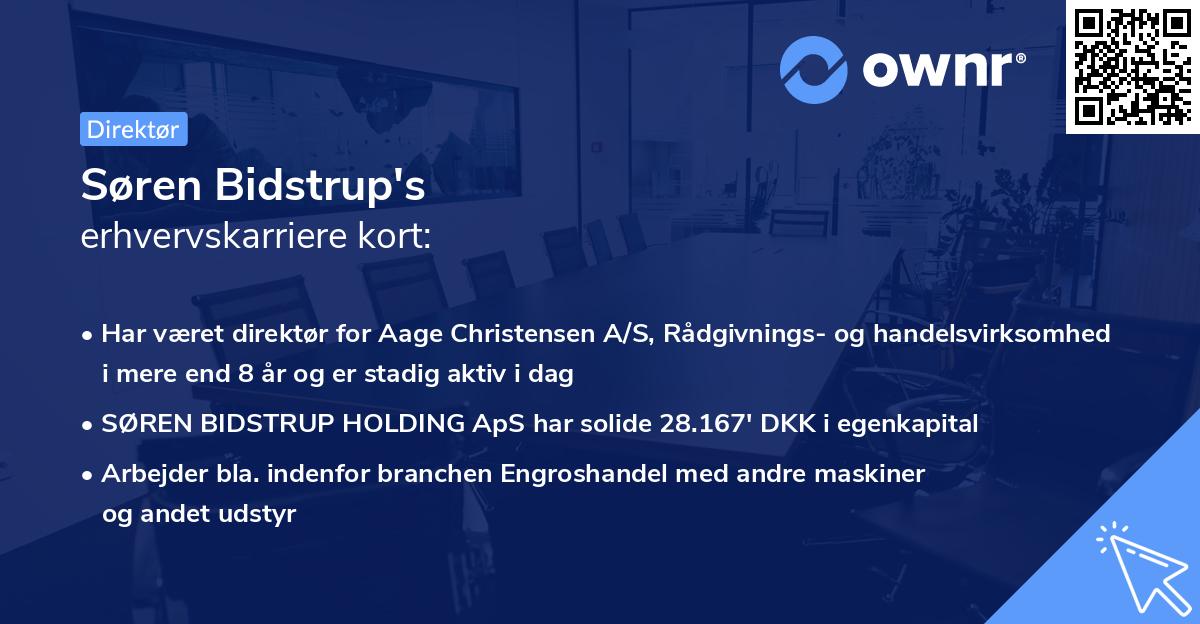 Søren Bidstrup's erhvervskarriere kort