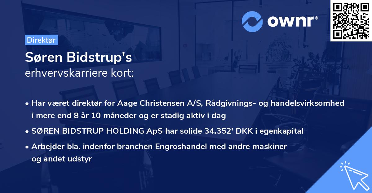 Søren Bidstrup's erhvervskarriere kort