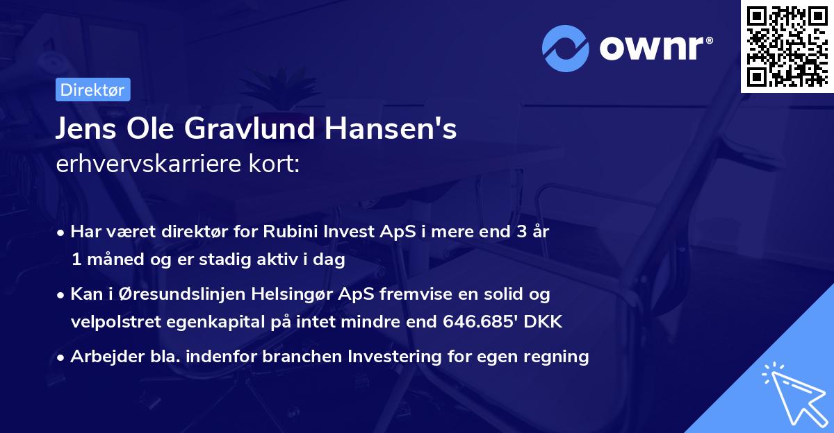 Jens Ole Gravlund Hansen's erhvervskarriere kort