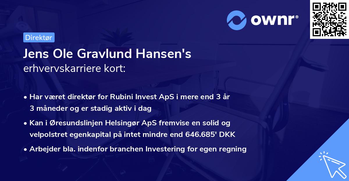Jens Ole Gravlund Hansen's erhvervskarriere kort