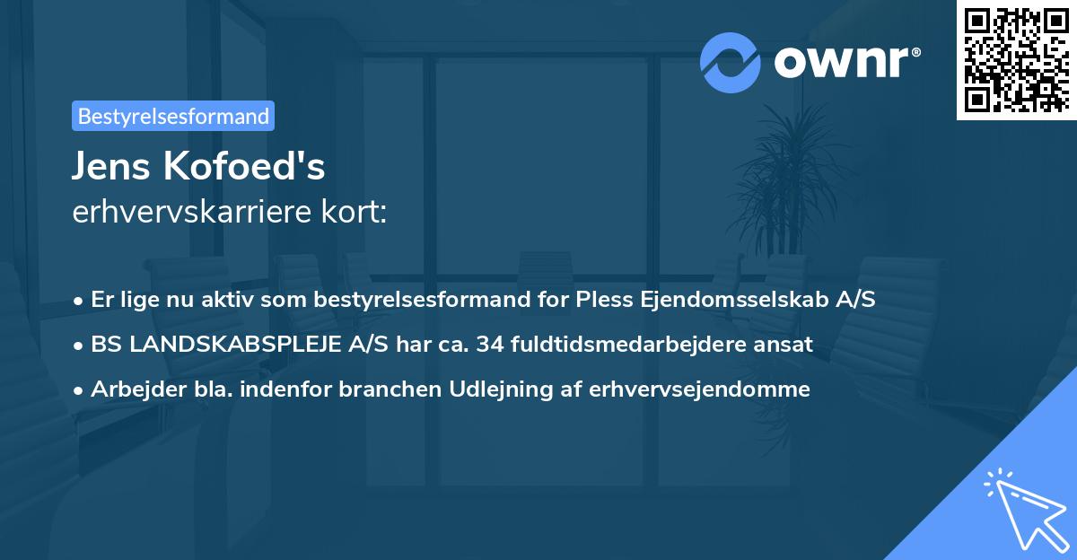 Jens Kofoed's erhvervskarriere kort