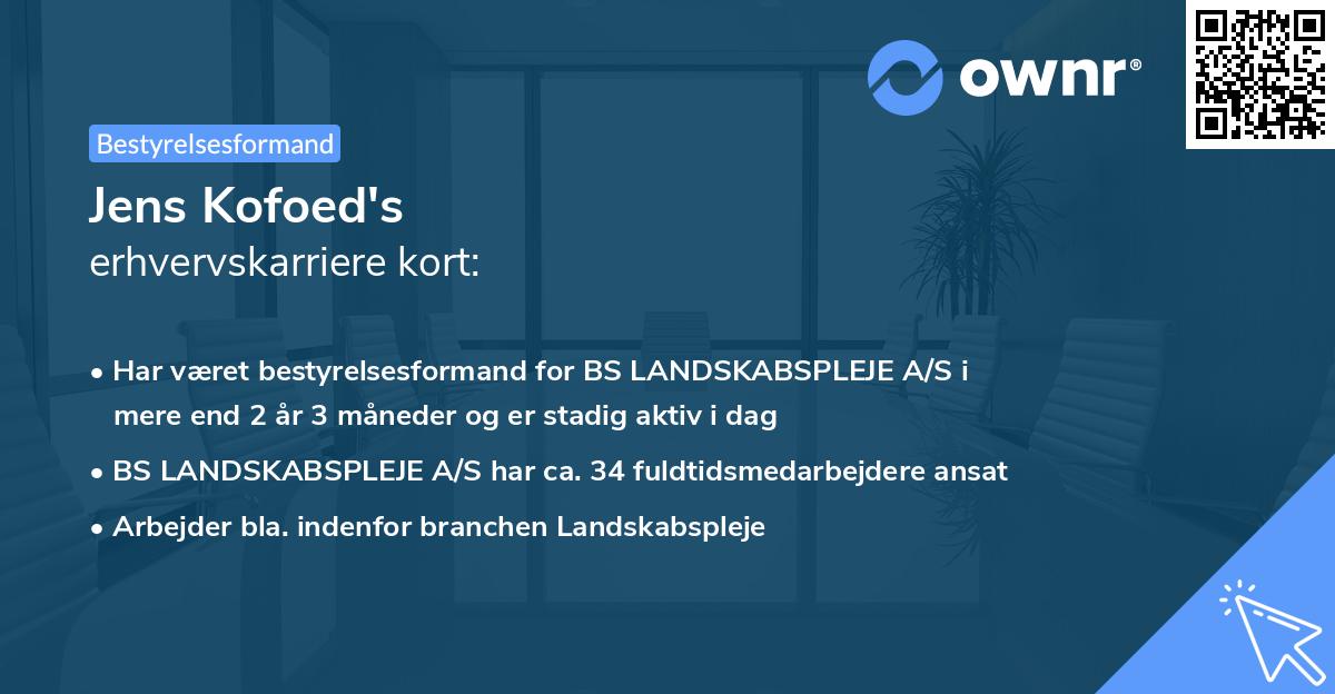 Jens Kofoed's erhvervskarriere kort