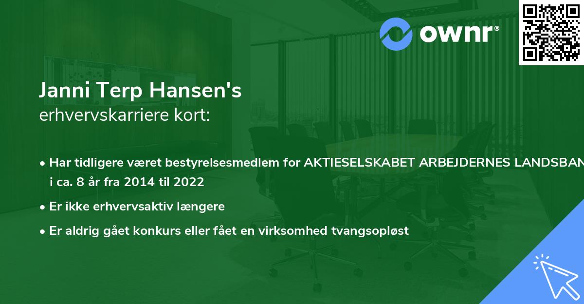 Janni Terp Hansen's erhvervskarriere kort