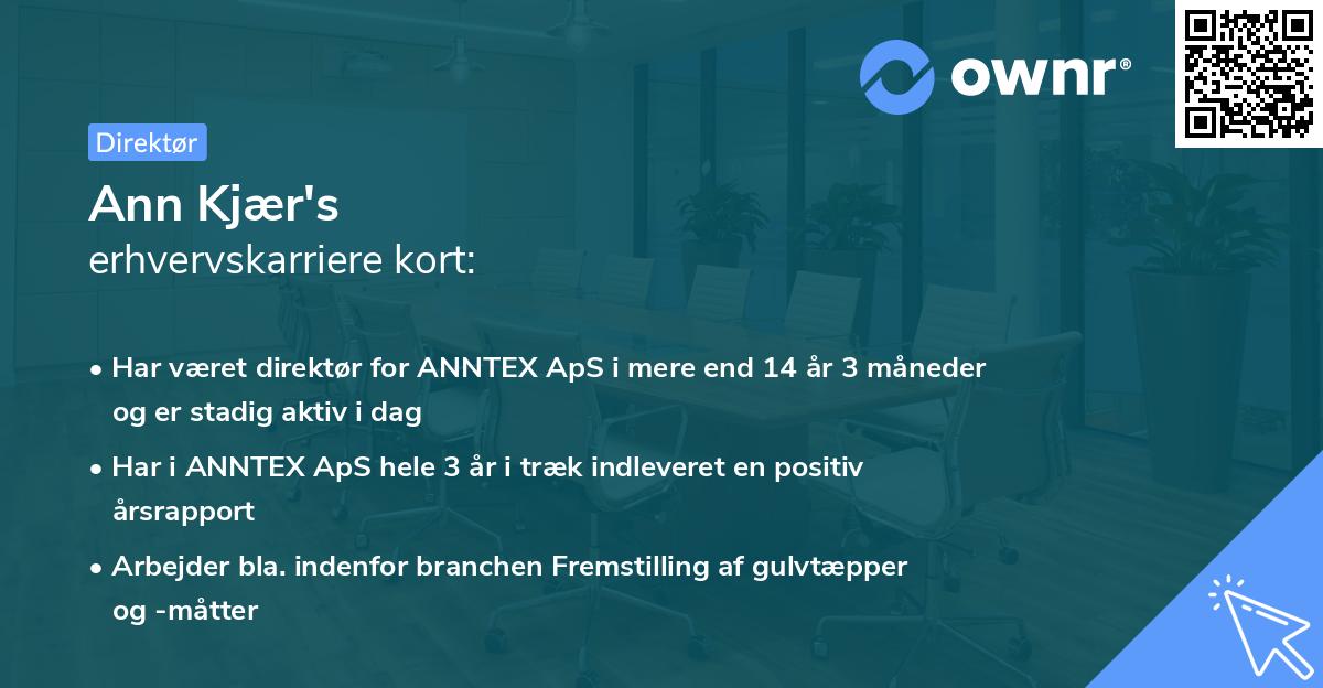 Ann Kjær's erhvervskarriere kort