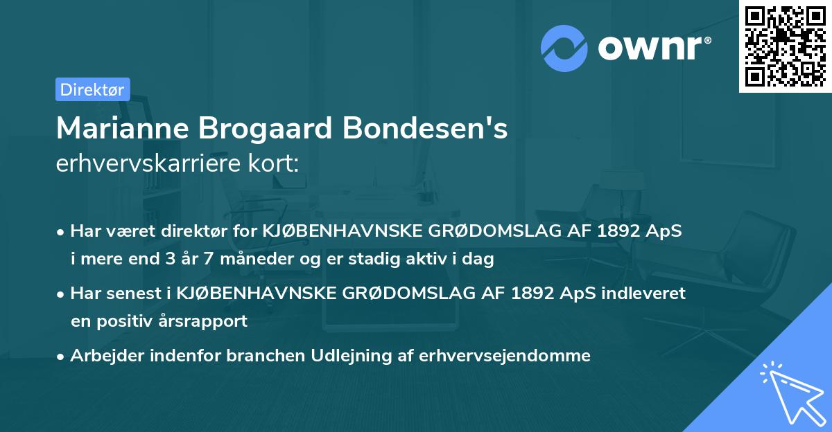 Marianne Brogaard Bondesen's erhvervskarriere kort