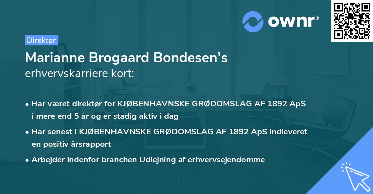 Marianne Brogaard Bondesen's erhvervskarriere kort