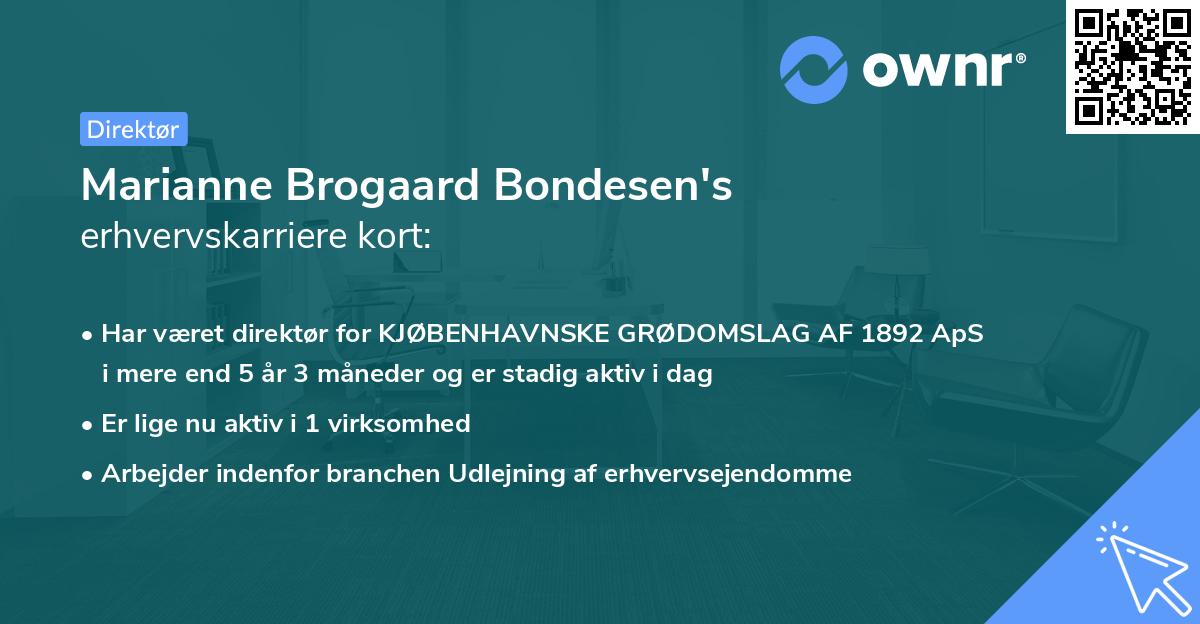Marianne Brogaard Bondesen's erhvervskarriere kort