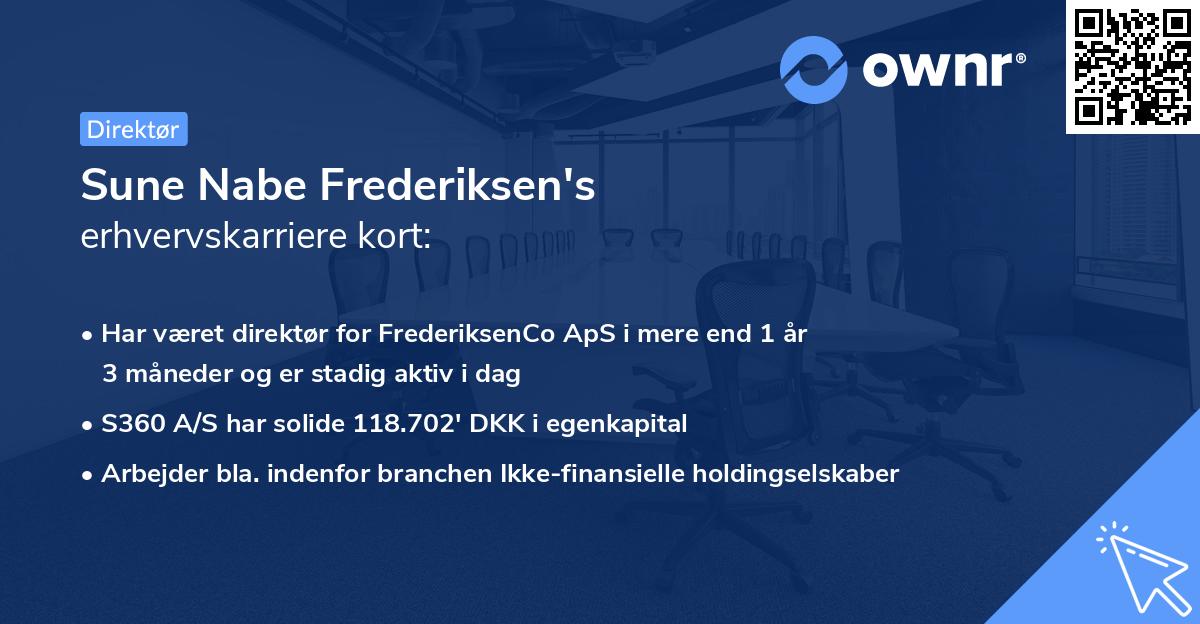 Sune Nabe Frederiksen's erhvervskarriere kort
