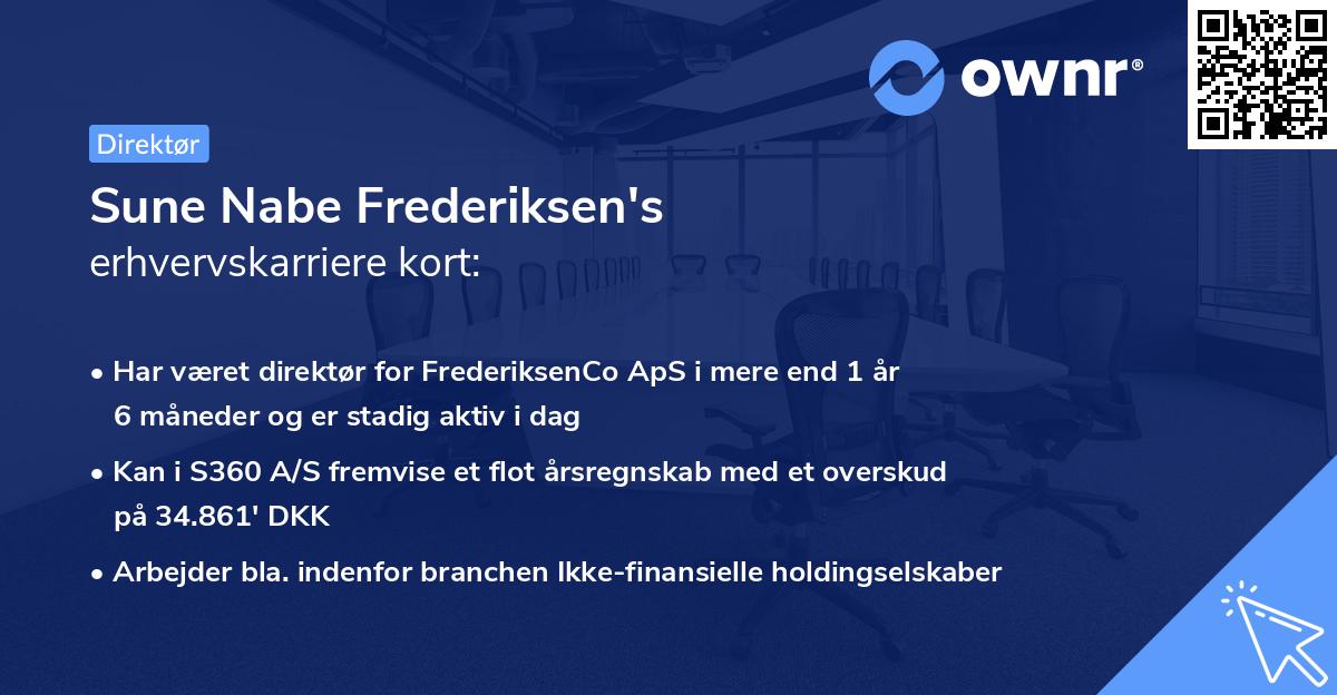 Sune Nabe Frederiksen's erhvervskarriere kort