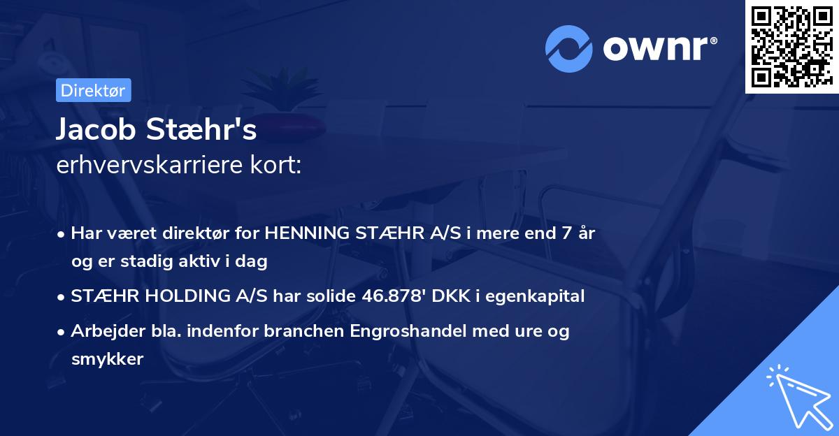 Jacob Stæhr's erhvervskarriere kort