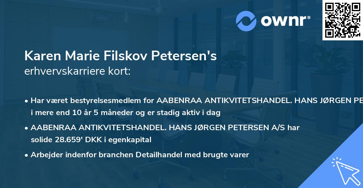 Karen Marie Filskov Petersen's erhvervskarriere kort