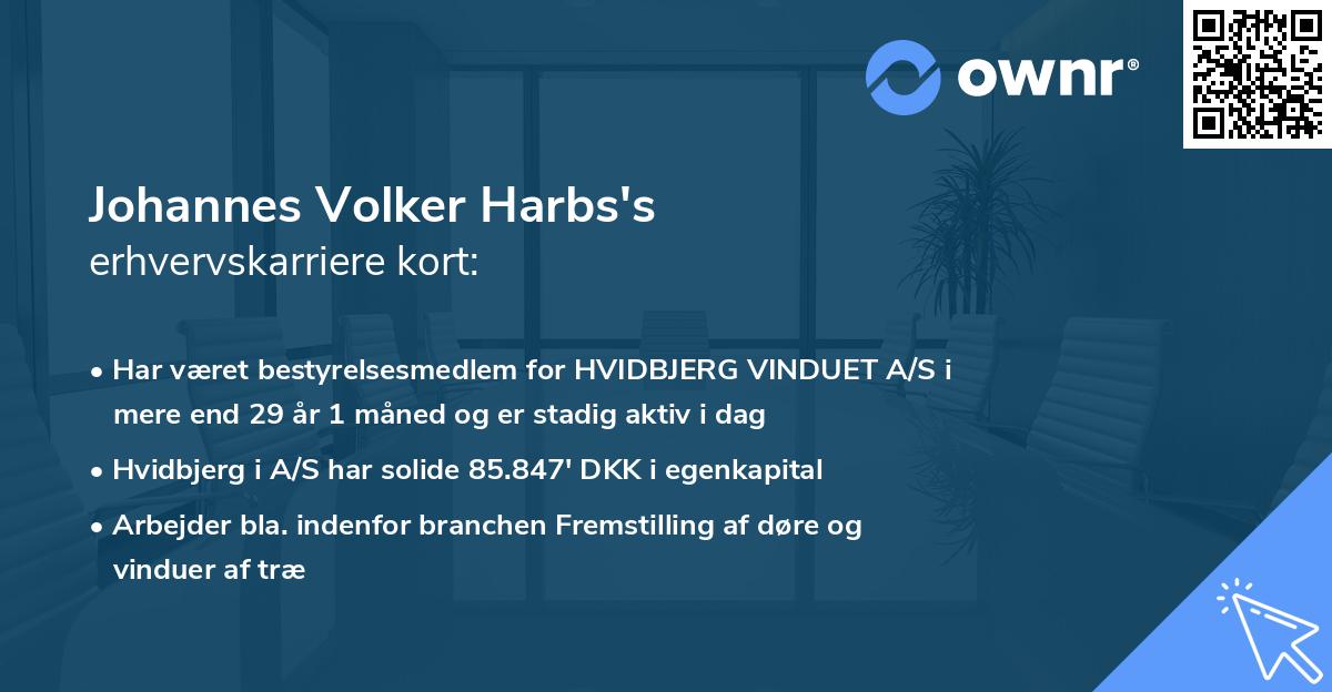 Johannes Volker Harbs's erhvervskarriere kort