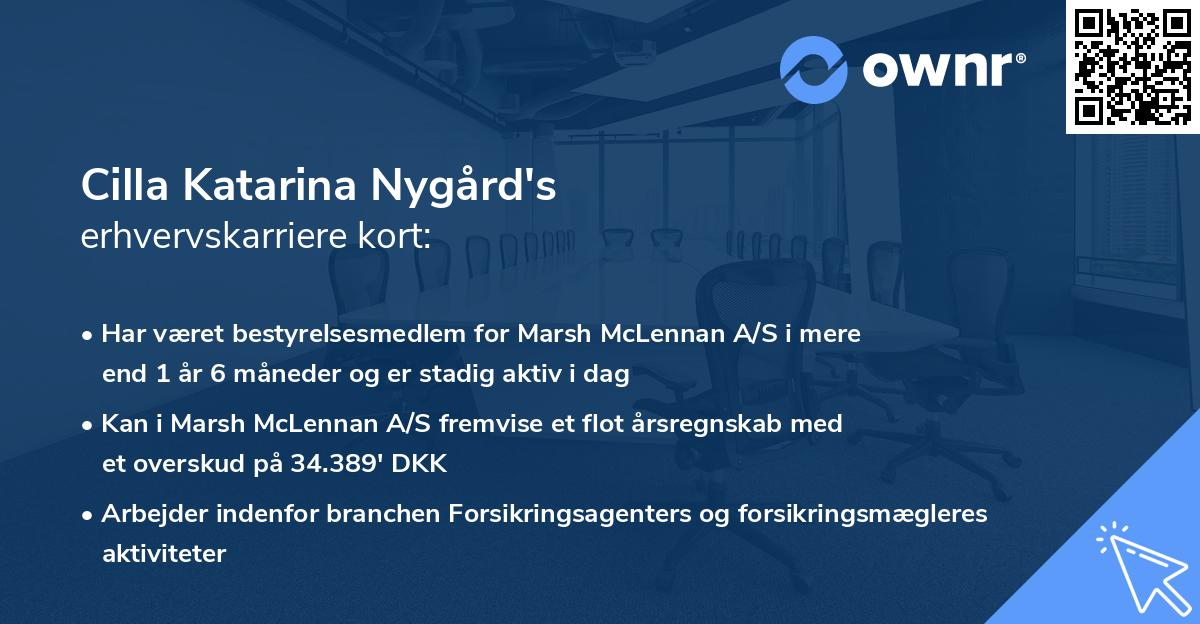 Cilla Katarina Nygård's erhvervskarriere kort