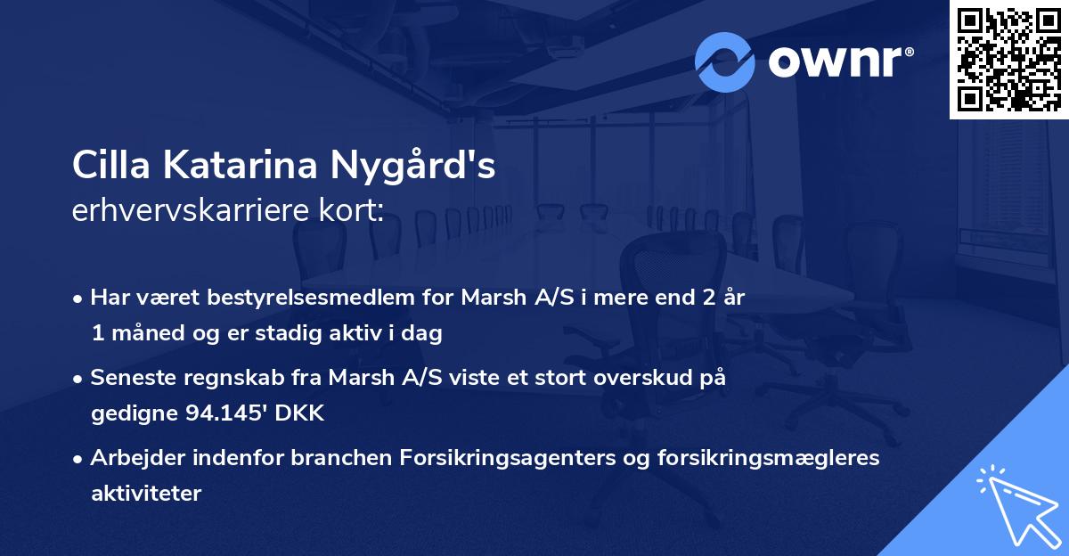 Cilla Katarina Nygård's erhvervskarriere kort