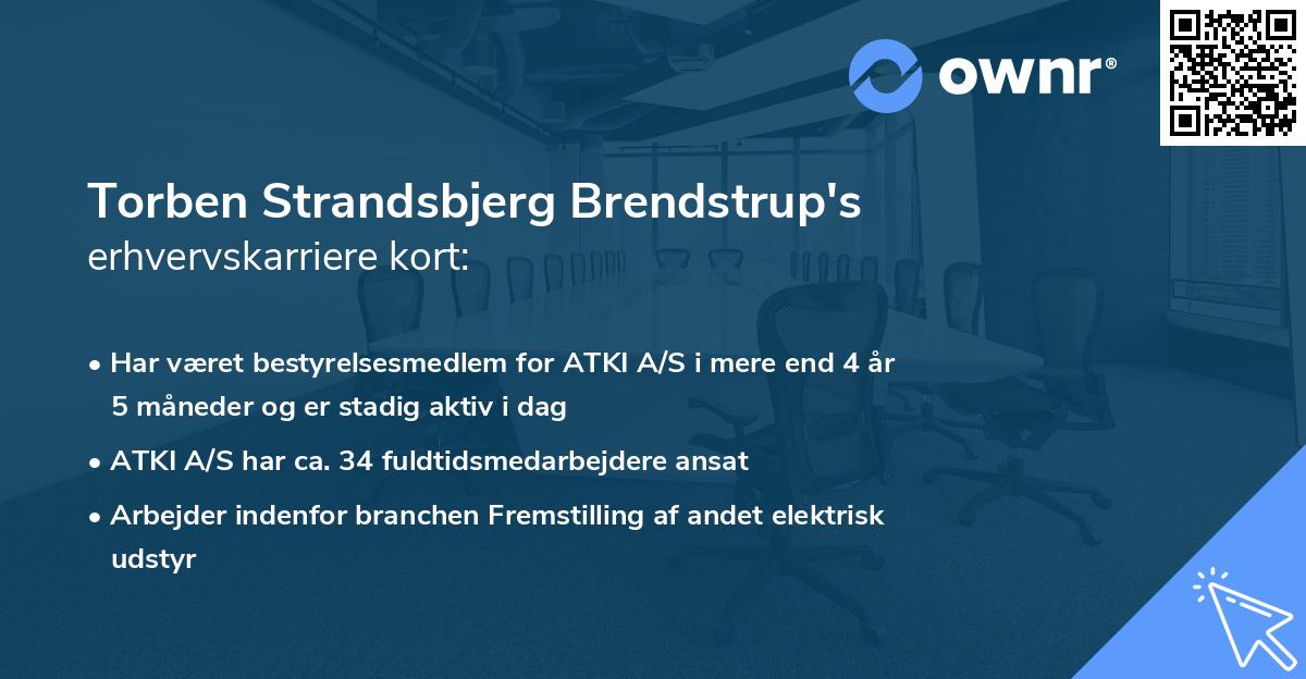 Torben Strandsbjerg Brendstrup's erhvervskarriere kort