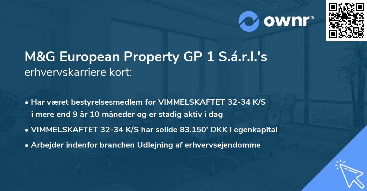 M&G European Property GP 1 S.á.r.l.'s erhvervskarriere kort