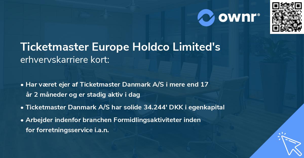 Ticketmaster Europe Holdco Limited's erhvervskarriere kort