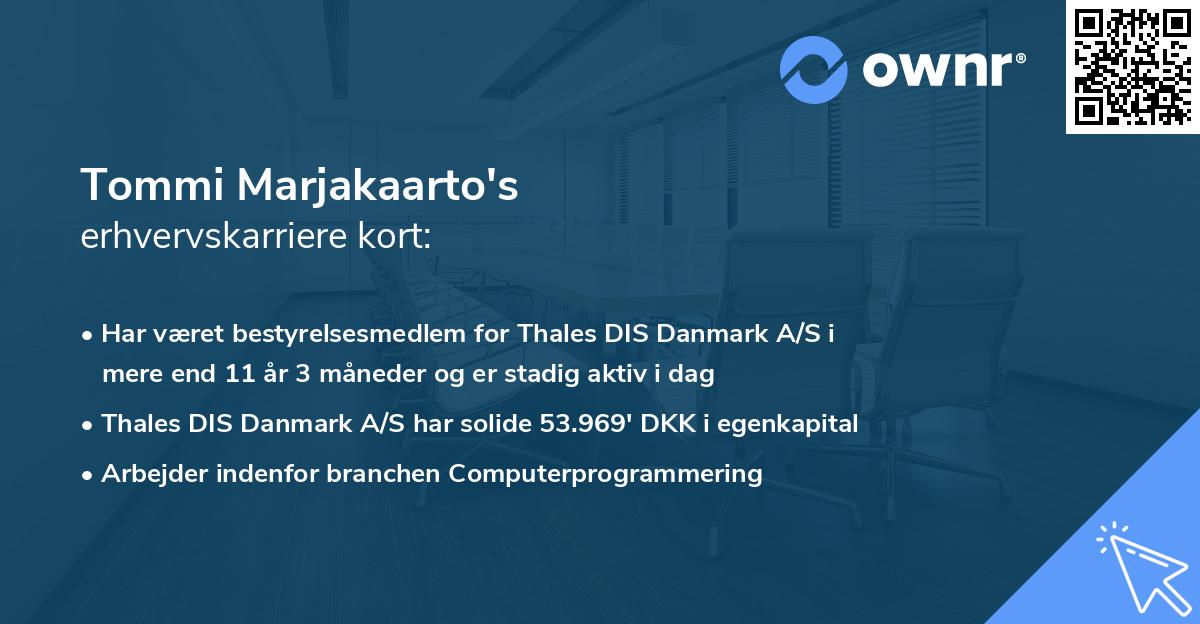 Tommi Marjakaarto's erhvervskarriere kort