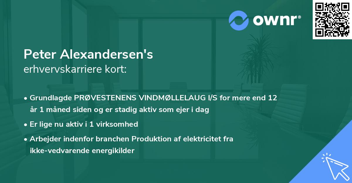 Peter Alexandersen's erhvervskarriere kort
