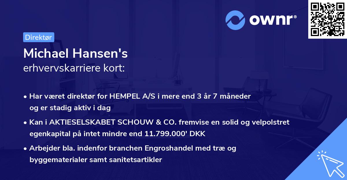 Michael Hansen's erhvervskarriere kort