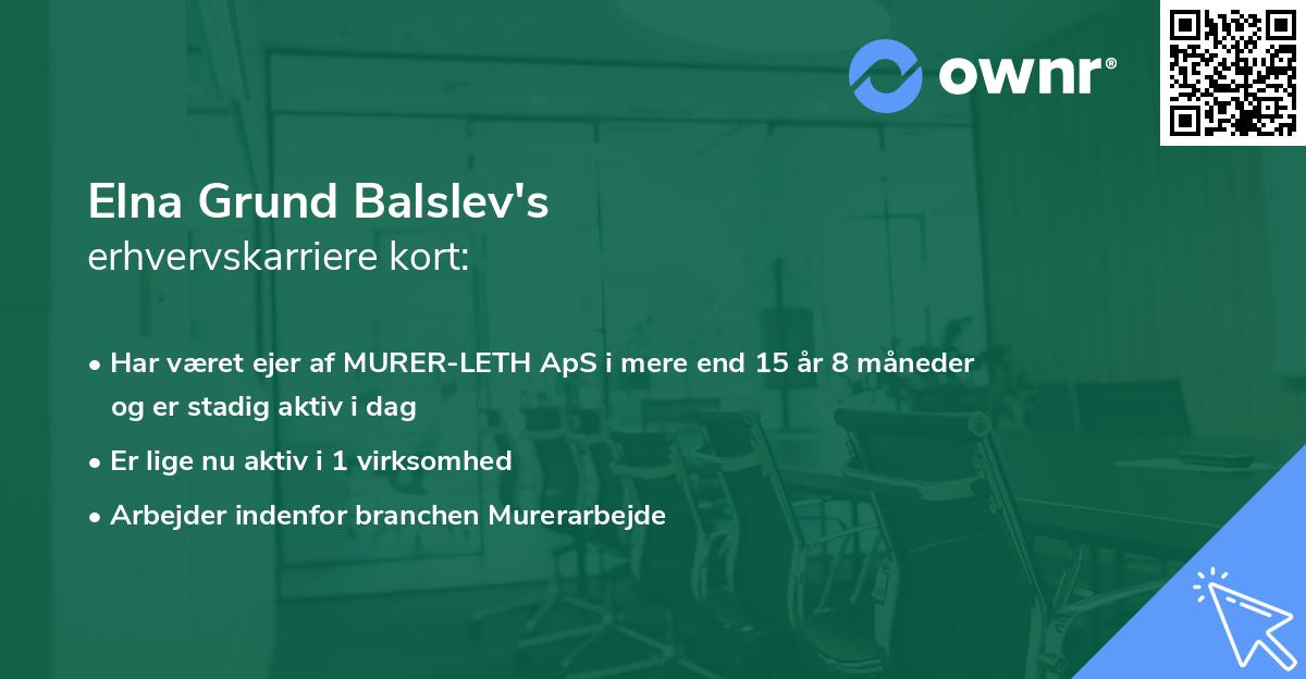 Elna Grund Balslev's erhvervskarriere kort