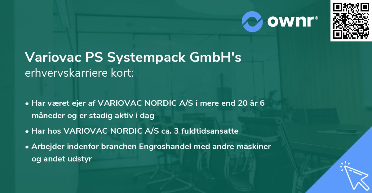 Variovac PS Systempack GmbH's erhvervskarriere kort