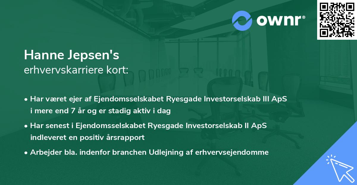 Hanne Jepsen's erhvervskarriere kort