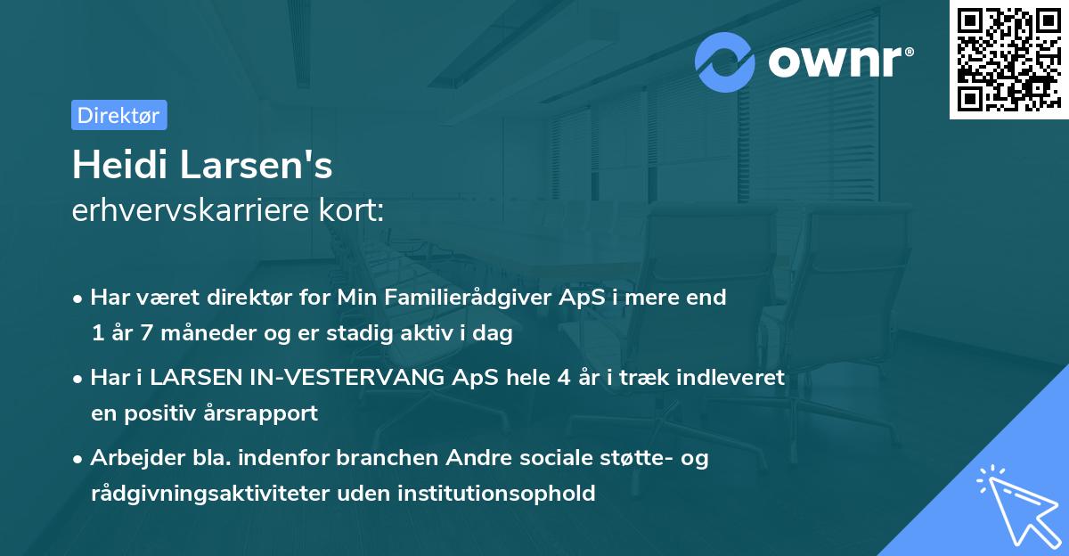 Heidi Larsen's erhvervskarriere kort