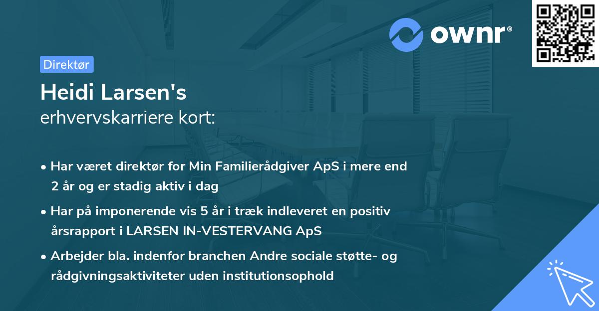 Heidi Larsen's erhvervskarriere kort
