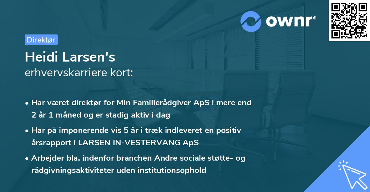 Heidi Larsen's erhvervskarriere kort