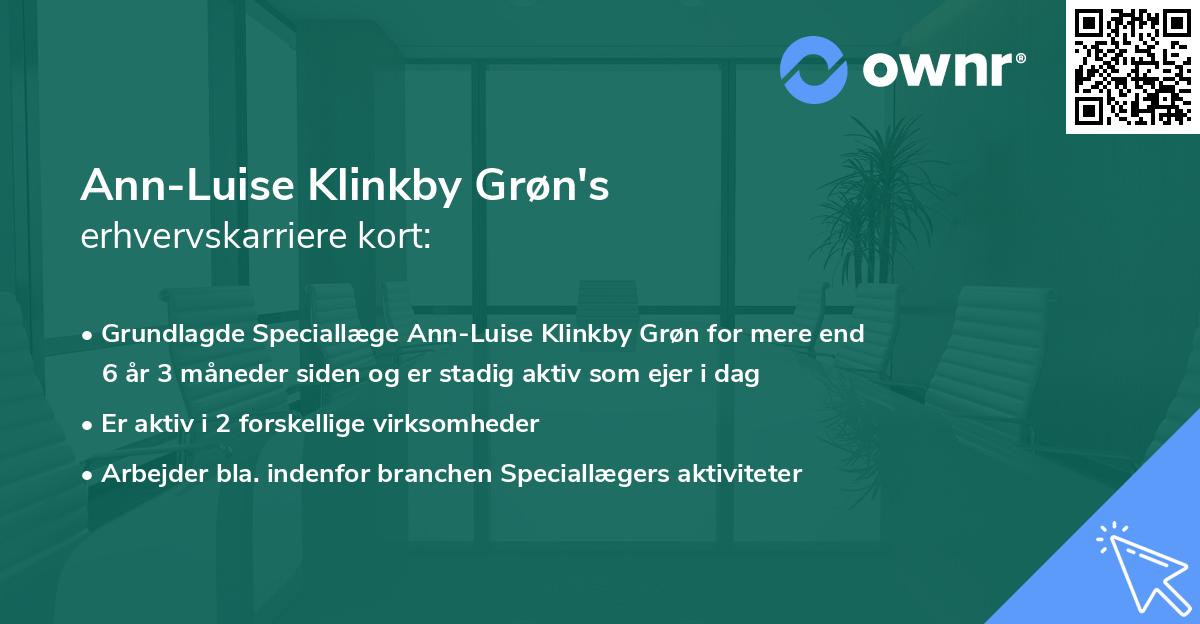 Ann-Luise Klinkby Grøn's erhvervskarriere kort