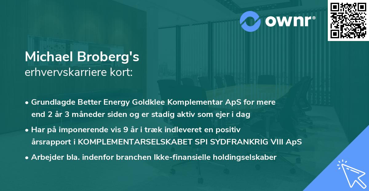 Michael Broberg's erhvervskarriere kort