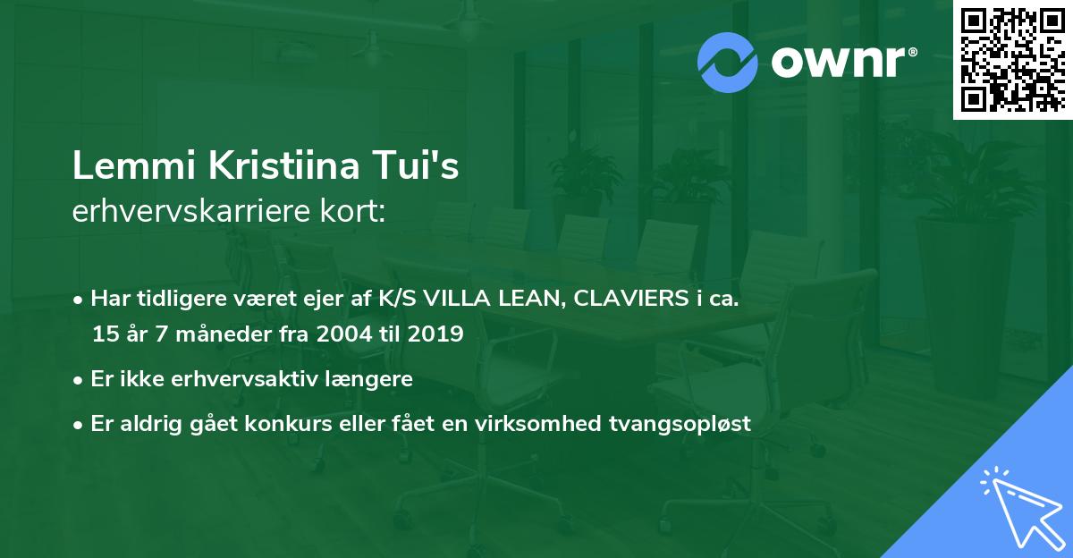 Lemmi Kristiina Tui's erhvervskarriere kort
