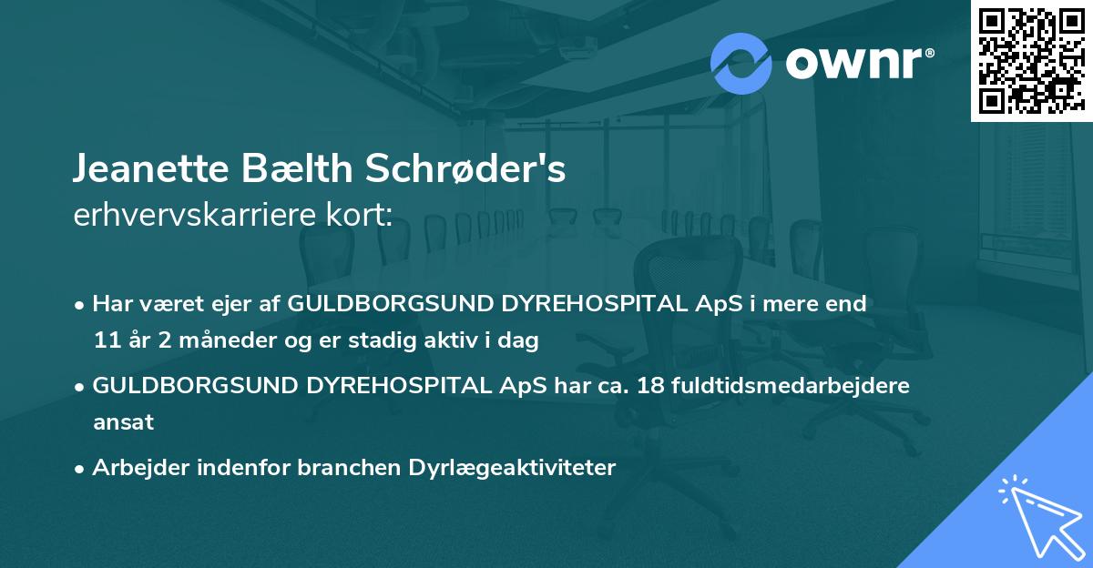 Jeanette Bælth Schrøder's erhvervskarriere kort