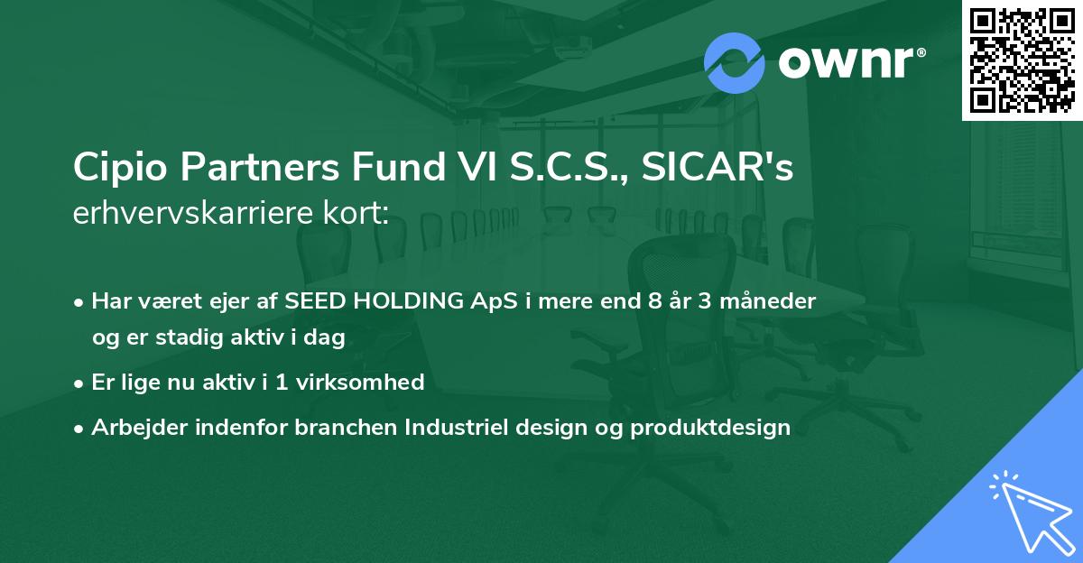 Cipio Partners Fund VI S.C.S., SICAR's erhvervskarriere kort