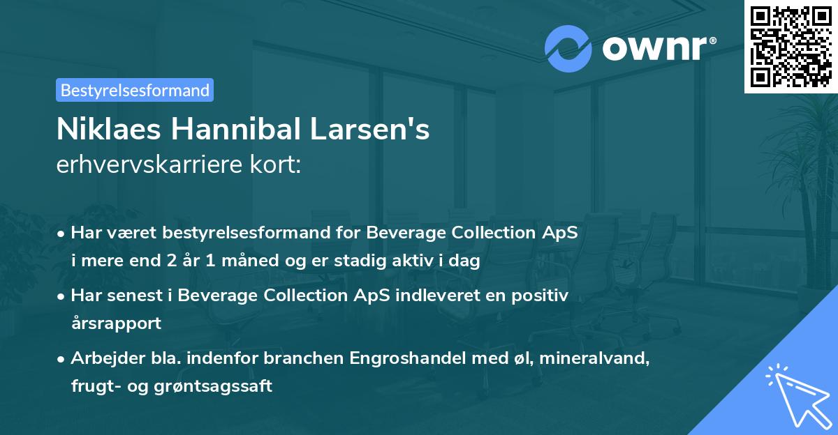 Niklaes Hannibal Larsen's erhvervskarriere kort