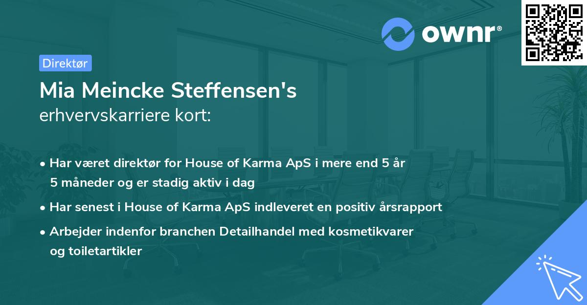 Mia Meincke Steffensen's erhvervskarriere kort