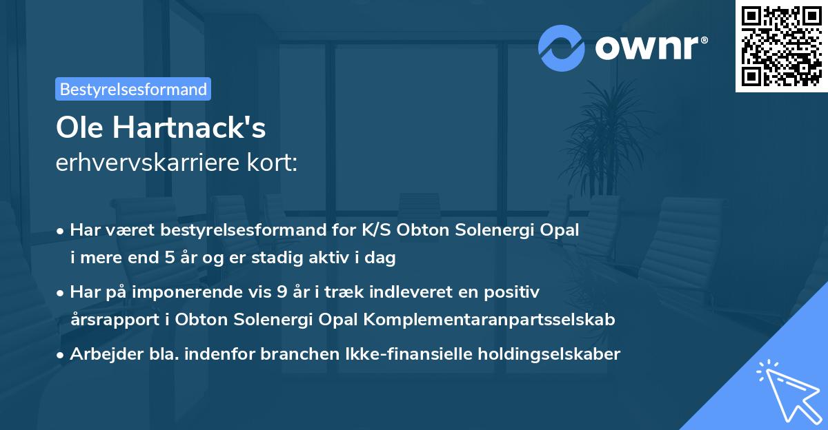 Ole Hartnack's erhvervskarriere kort