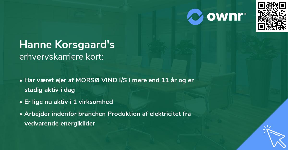 Hanne Korsgaard's erhvervskarriere kort