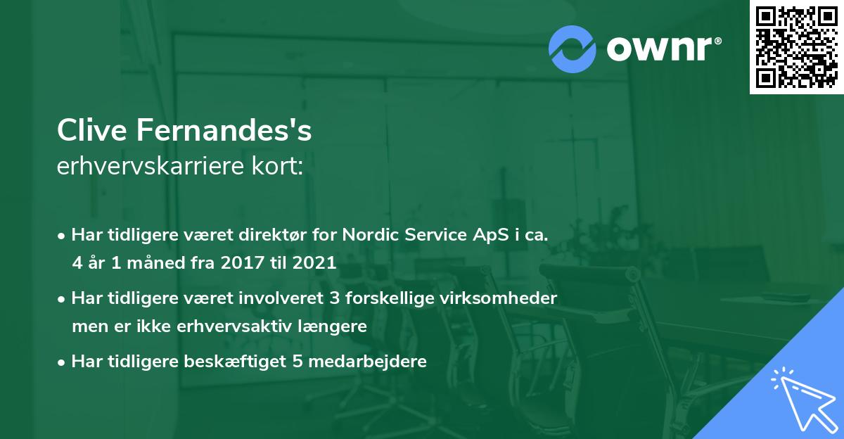 Clive Fernandes's erhvervskarriere kort
